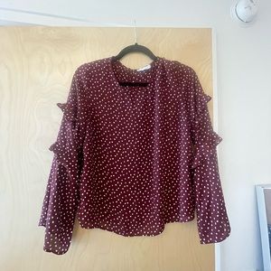 Lush Polka Dot Maroon Blouse